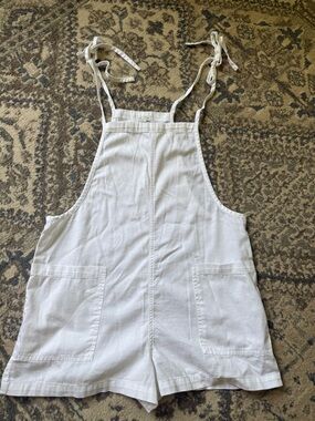 aerie White Sleeveless Tie-Strap One-Piece Romper